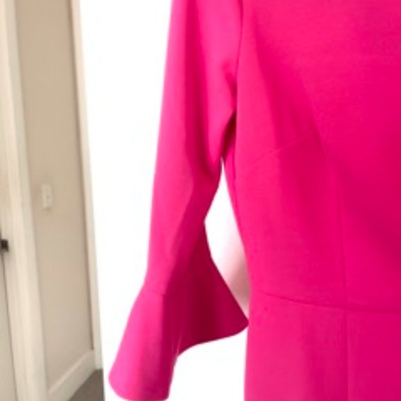 DONNA MORGAN FOR MAGGY Ruffle Crepe Sheath Dress IN STRAWBERRY COLOR - Picture 5 of 6